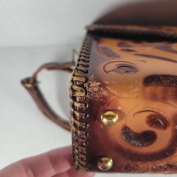 Vintage Joo-Kay Rustic Southwestern Hand Tooled Leather Shoulder Bag - Picture 14 of 16